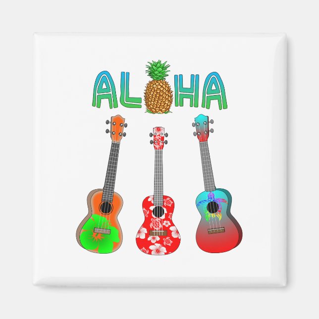 Aimant Hawaiian Ukulele Aloha Hawaii (Devant)