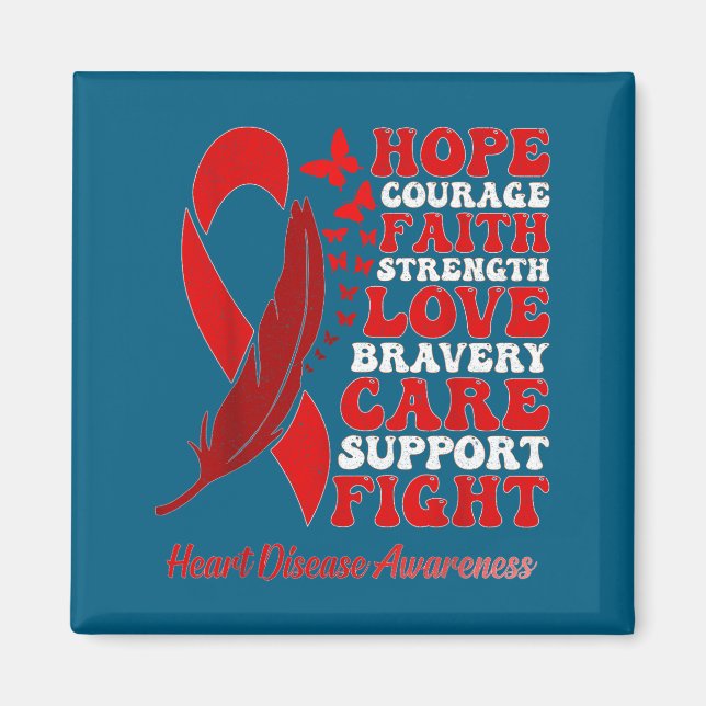 Aimant Heart Disease Awareness Red Butterflies Ribbon Sup (Devant)