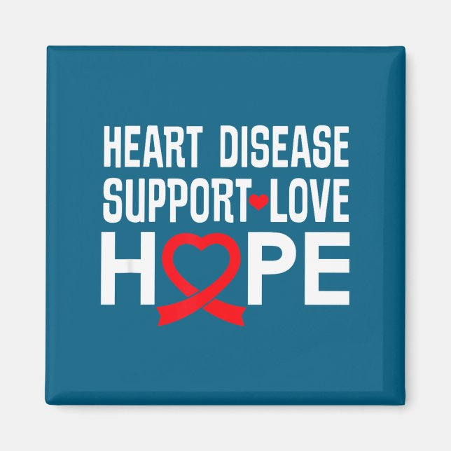 Aimant Heart Disease Suprt Love Hope Red Ribbon  (Devant)
