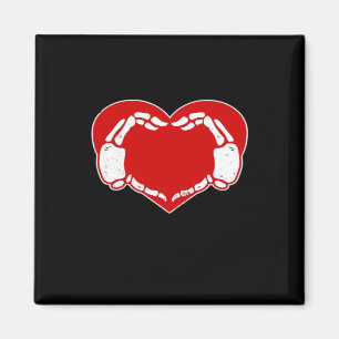 Aimant Heart Skeleton mains gothique Valentine Rouge clas