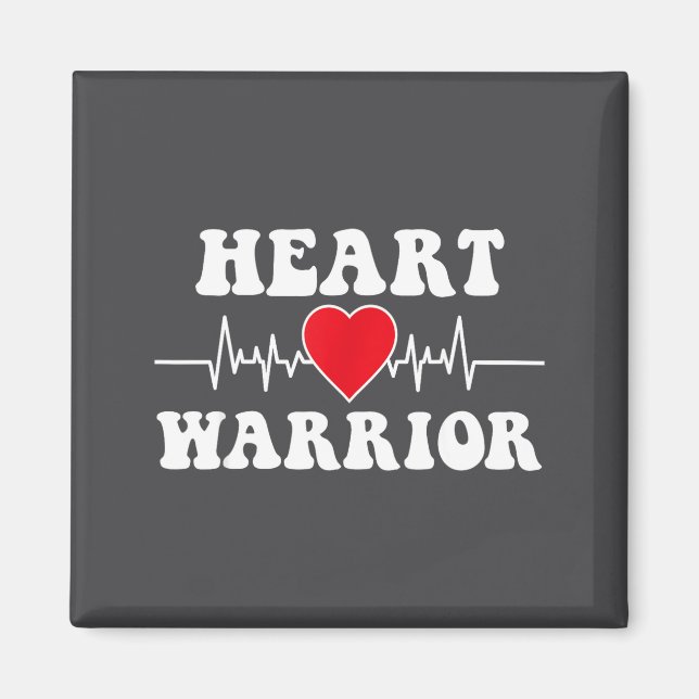 Aimant Heart Warrior Heart Disease Awareness Month Red He (Devant)