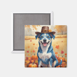 Aimant Heeler Bleu À L'Automne Feuilles Thanksgiving Art