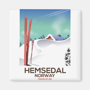 Aimant Hemsedal Norvège affiche de voyage