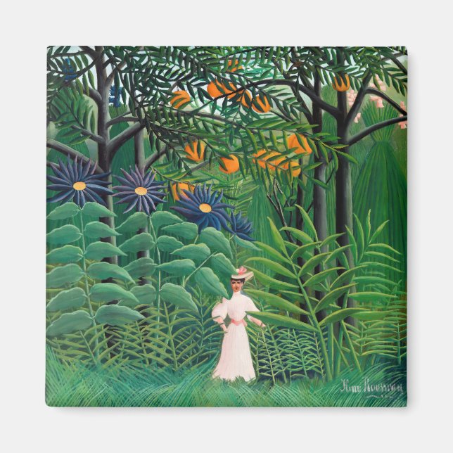 Aimant Henri Rousseau - Une femme marche dans une forêt e (Devant)