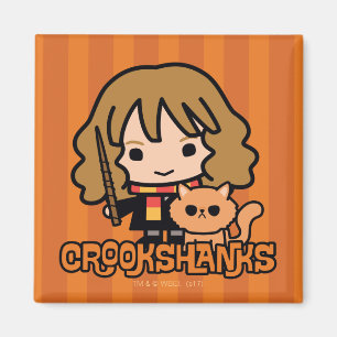 Aimant Hermione et Crookshanks en dessin animé