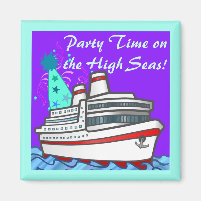 Aimant Heure de la fête sur la croisière en haute mer (Devant)