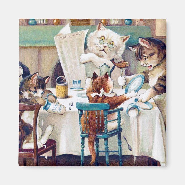 Aimant Heure du petit-déjeuner de chat, Louis Wain (Devant)