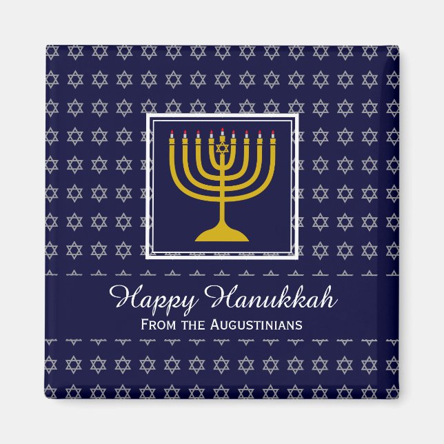 Aimant HEUREUX HANOUKKA Menorah personnalisé réfrigérateu (Devant)