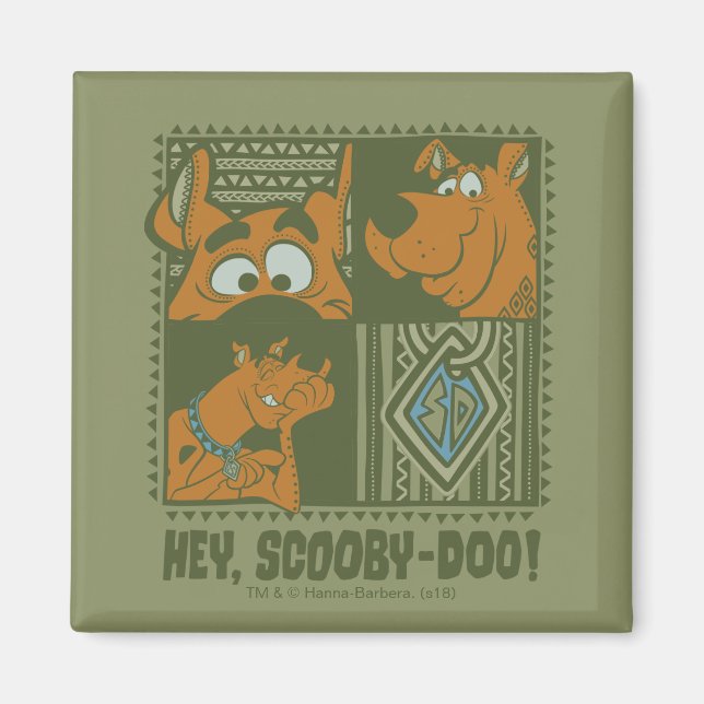 Aimant Hey Scooby-Doo Carré tribal Graphic (Devant)