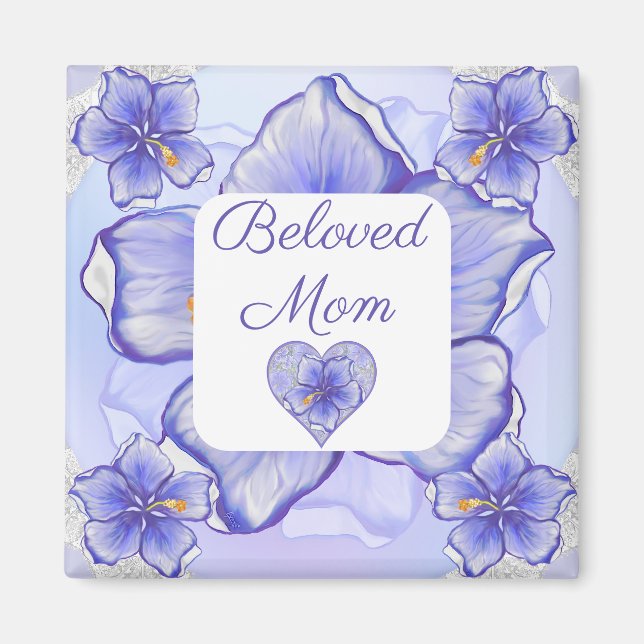 Aimant Hibiscus & dentelle BLEU (Devant)