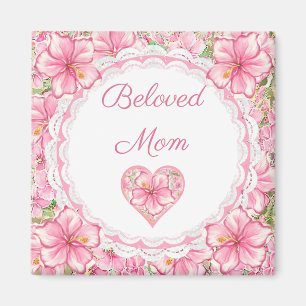 Aimant Hibiscus & dentelle PINK