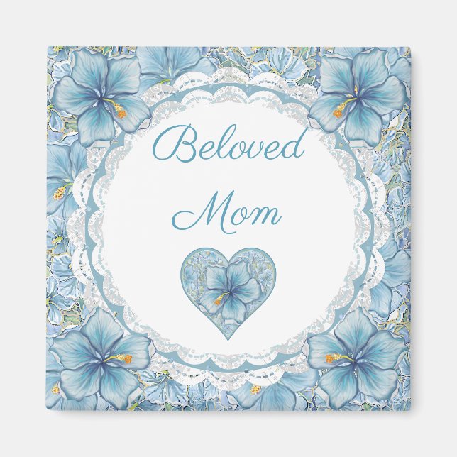 Aimant Hibiscus & dentelle TURQUOISE (Devant)