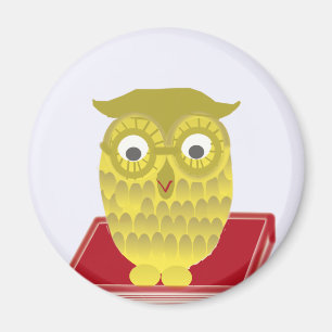 Aimant hibou avec le livre rouge