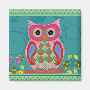 Aimant Hibou de patchwork