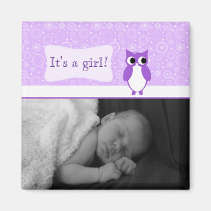 Aimant Hibou pourpre avec la nouvelle photo de bébé de