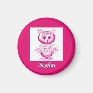 Aimant Hibou rose drôle Enfants Personnalisés