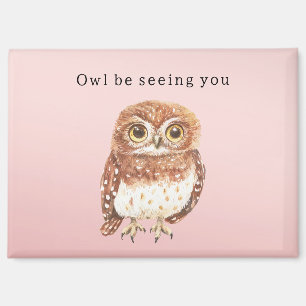 Aimant Hibou Rose Pâle À Une Prochaine