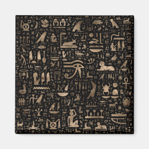 Aimant Hiéroglyphes égyptiens antiques - noir et or