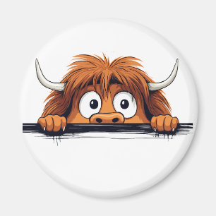 Aimant Highland Cow Peeking mignonne adorable animal drôl