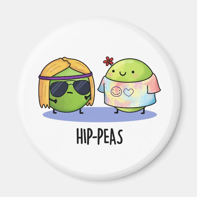 Aimant Hip-Peas drôle Hippie Peas Pun (Devant)
