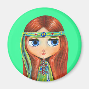 Aimant hippie de poupée de paix