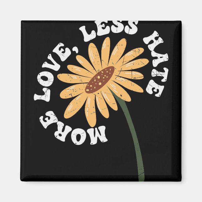 Aimant Hippie Design Plus d'amour moins de haine (Devant)