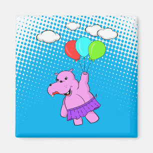 Aimant Hippo Rose Volant Avec Ballons