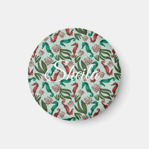 Aimant Hippocampe Aquarelle Menthe Naïtique Personnalisé
