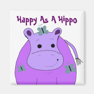 Aimant Hippopotame avec papillons