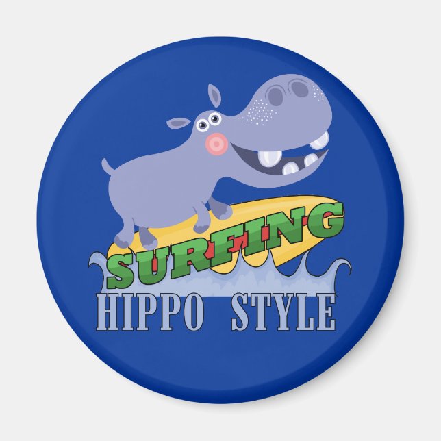Aimant Hippopotame de surfer (Devant)