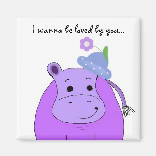 Aimant Hippopotame Violet Cool (Devant)