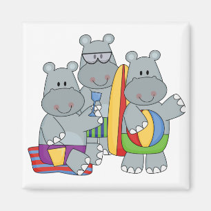 Aimant Hippopotames aux T-shirts et aux cadeaux de plage