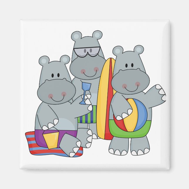 Aimant Hippopotames sur les maillots et cadeaux de plage (Devant)
