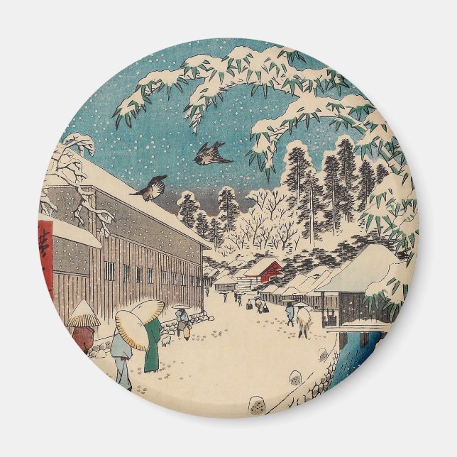 Aimant Hiroshige hiver paysage Japon pays (Devant)