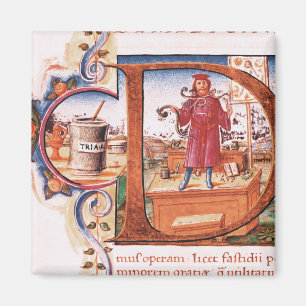 Aimant Historiated parafent "D" dépeignant un apothicair