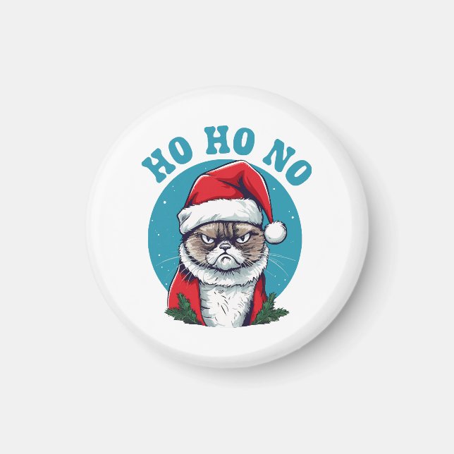 Aimant Ho ho non - drôle de chat grumpy santa (Devant)