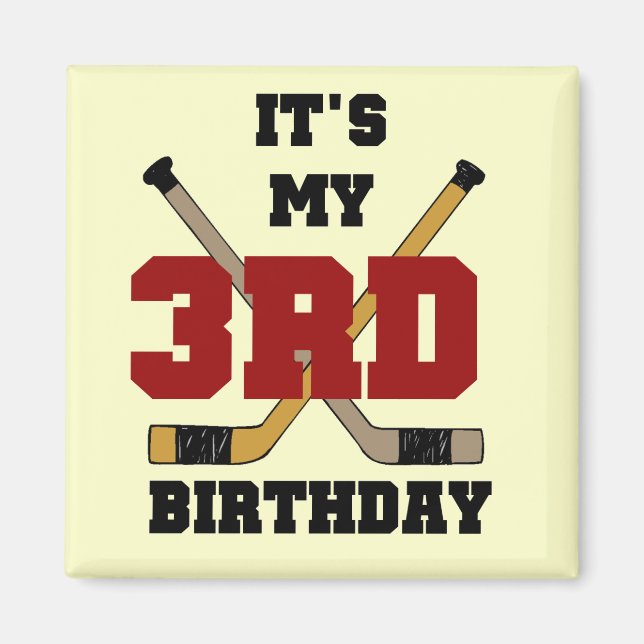 Aimant Hockey 3ème anniversaire Tshirts et cadeaux (Devant)