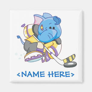 Aimant Hockey bleu d'éléphant de Lil