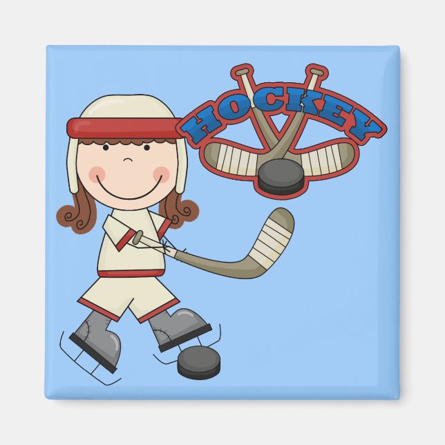 Aimant HOCKEY - Brunette Girl Tshirts et cadeaux (Devant)