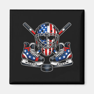 Aimant Hockey Player Fan Ice Hockey Aamerican Flag 4th Of