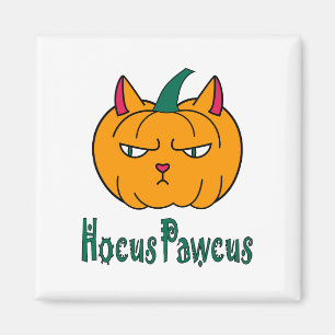 Aimant Hocus pawcus Halloween citrouille ginger cat magie