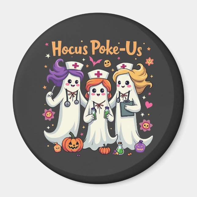 Aimant Hocus-Poke Nous Infirmier Éffrayant Halloween Fant (Devant)