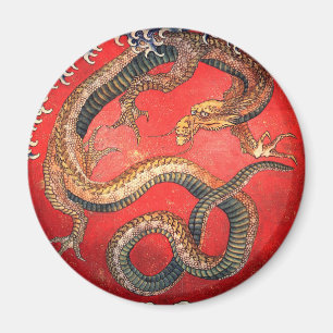 Aimant Hokusai Dragon Japonais Vintage Katsushika Hokusai