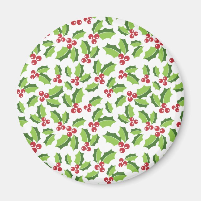 Aimant Holly Berries Holly Feuilles Mistletoe Holiday (Devant)