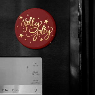 Aimant Holly Jolly Élégant script de faux or