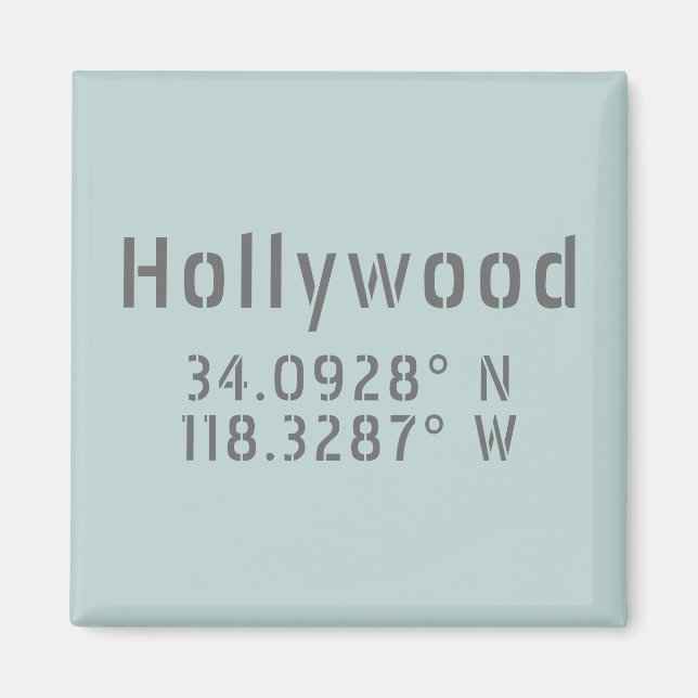 Aimant Hollywood Latitude Longitude (Devant)