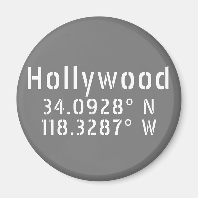 Aimant Hollywood Latitude Longitude (Devant)