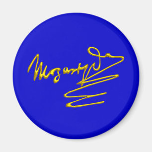 Aimant HOMAGE À MOZART Gold Signature Du Compositeur Blue