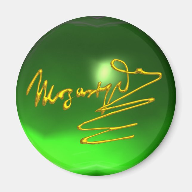 Aimant HOMAGE À MOZART Signature 3D Gold Compositeur Vert (Devant)