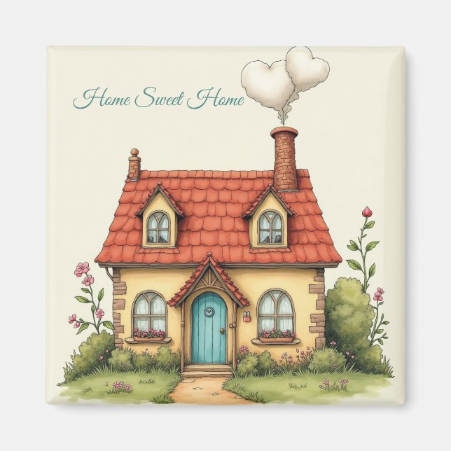Aimant Home Sweet Home - cadeau de pendaison de crémaillè (Devant)